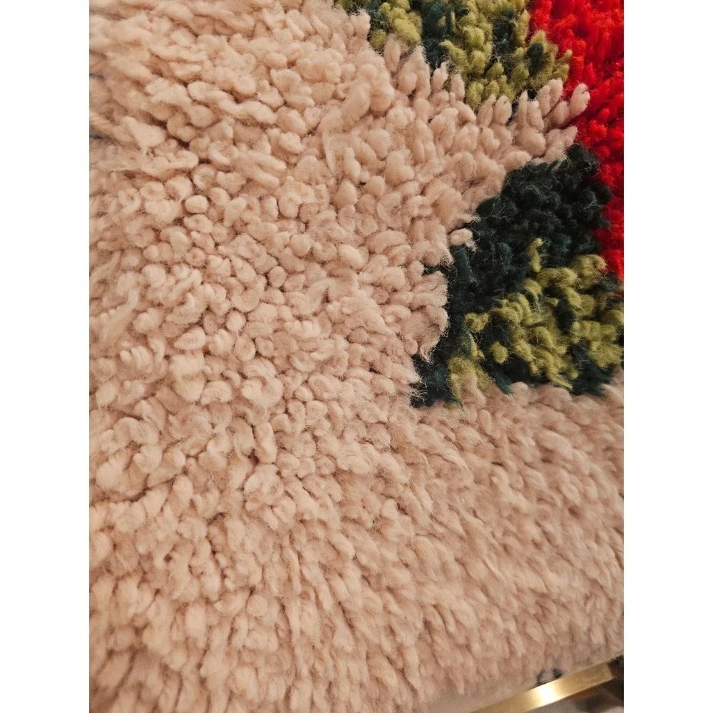 Vintage Floral Roses Needlepoint Latch Rug‎ Wall Hanging Pink Red Green 21x27